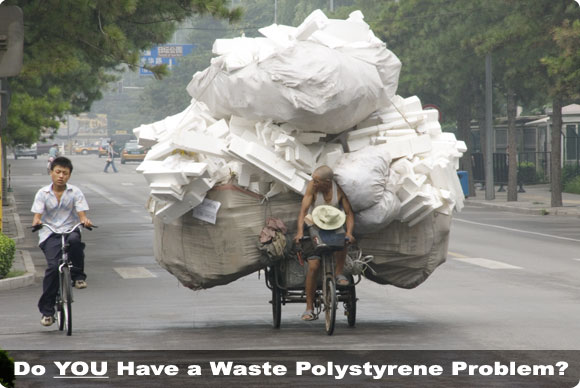 Recycling waste polystyrene on a tricycle!